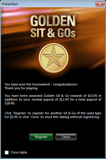 golden sit n goes at Pokerstars winning message