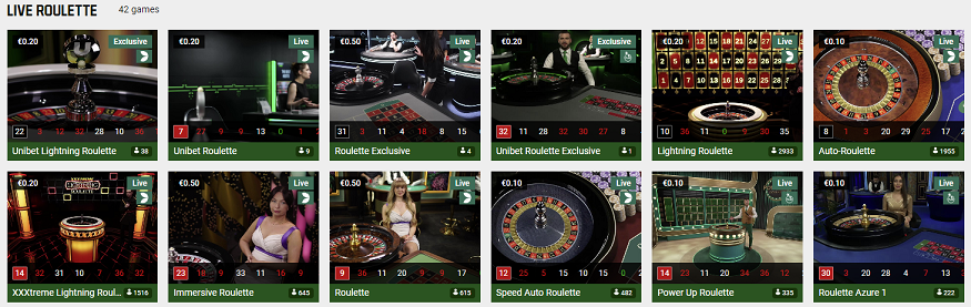 Unibet Live Dealer Roulette Screenshot