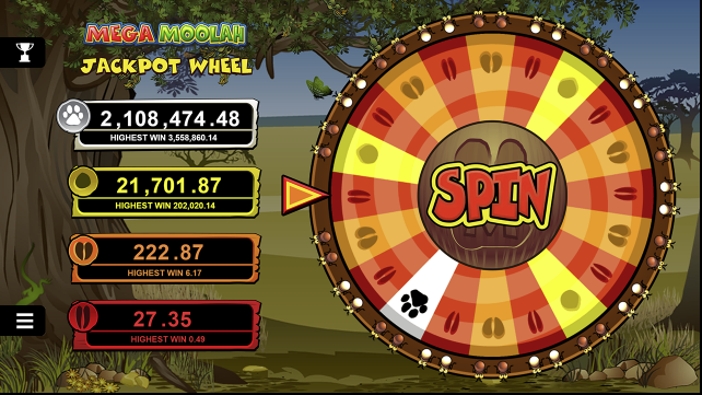 Jackpot Wheel from the Original Mega Moolah Slot